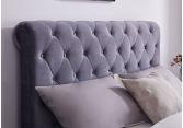 4ft6 Double Grey velvet fabric, buttoned back Whitley bed frame. Sleigh/scroll end design 4